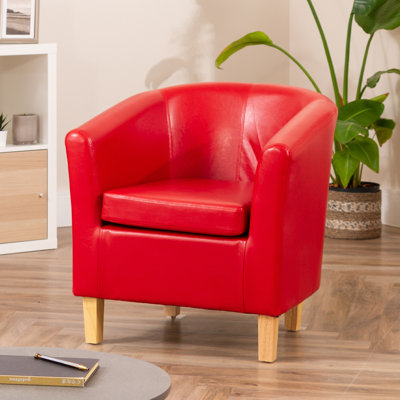 Windle Faux Leather Barrel Chair