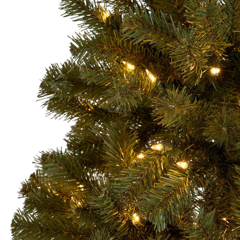 Arbre à charnière 7 pi avec 500 lumières claires - UL, diamètre: 48 po, 1110 pointes, Clair