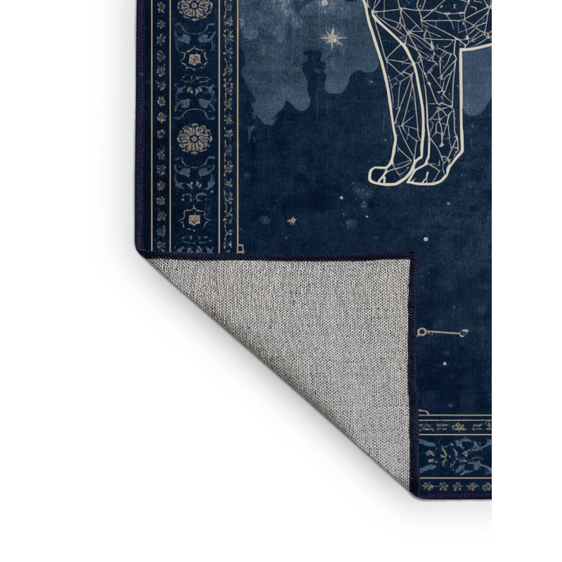 Tapis oriental bleu classique délavé à la machine Pantelie, 2 pi x 3 pi