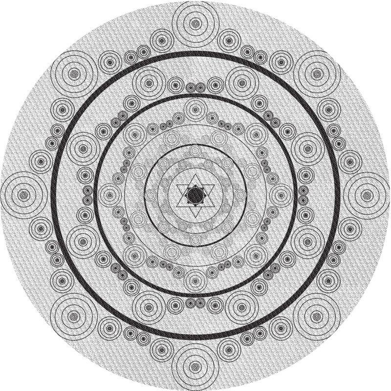 Tapis noir/gris tissé à la machine, Rond 7 pi
