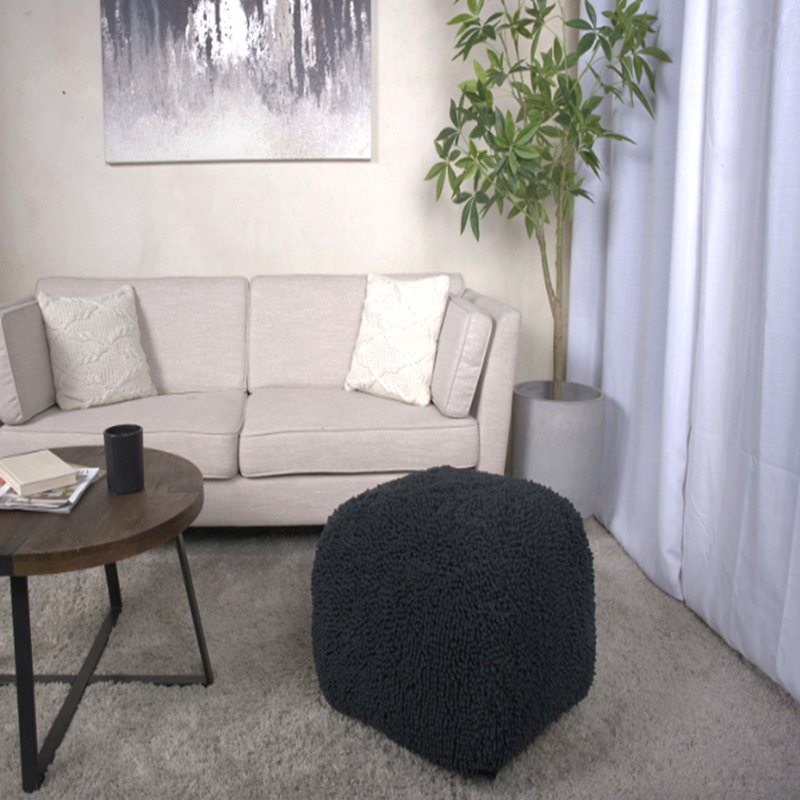 Microfiber Upholstered Square Pouf Ottoman