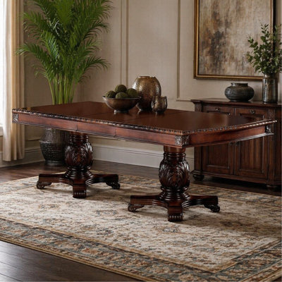 Cherry Finish De Ville Dining Table W/ Extension Leaf