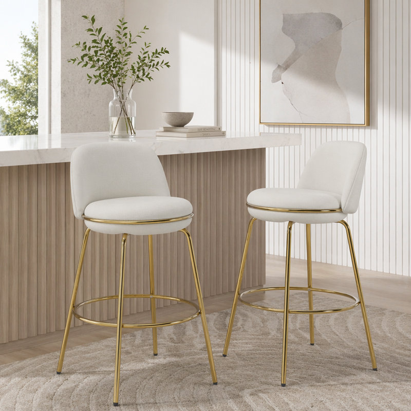 Tabouret de bar intérieur en métal, Beige,Gold