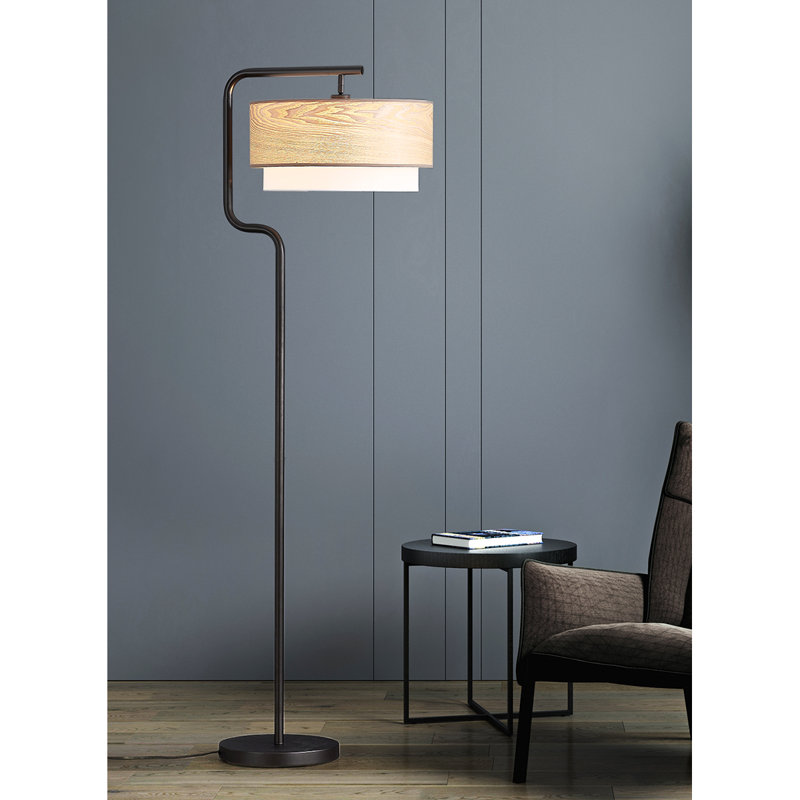 Lampe sur pied en métal H 63 po Taniusa, Bois, Bronze foncé