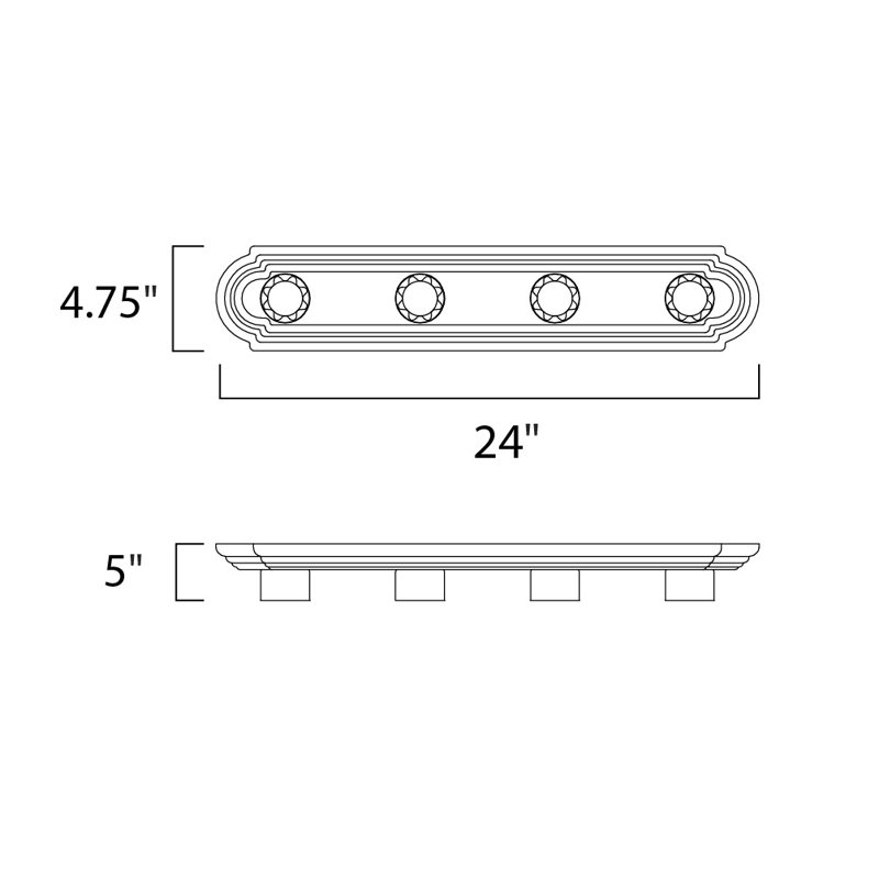 Barres d'éclairage de salle de bain 4 lumières Carder, Nickel satiné