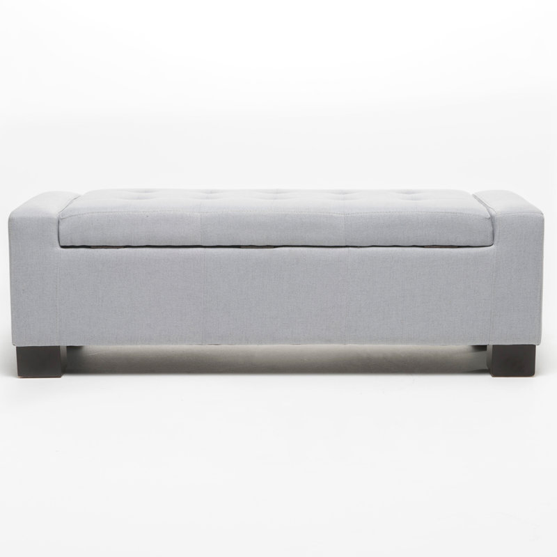 Contemporary Storage With Waffle Stitch For Living Room, Style In Grey Fabric, 49.67 Wide, 20 Deep, 16.91 High, Ideal Pillows And Blankets, Assembly Needed Featuring Design Stitch, Color, Wide