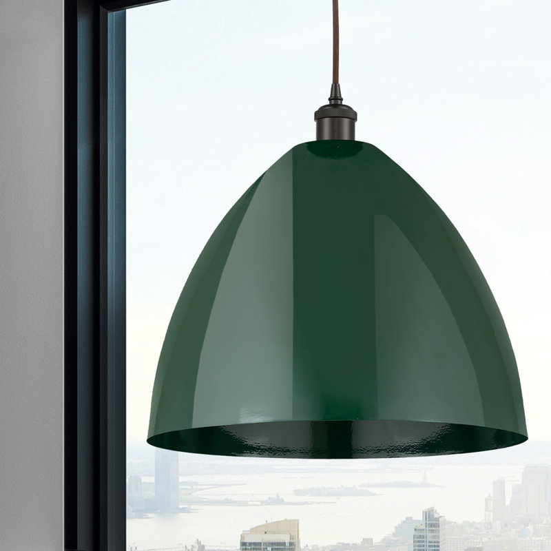 Luminaire suspendu conique 1 lumière, Vert, Bronze