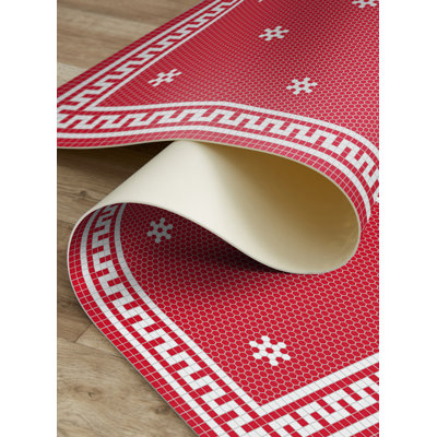 New York Red Easy to Clean Kitchen Mat
