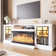 Farmhouse TV Stand with 36" Electric Fireplace and Glass Cabinet