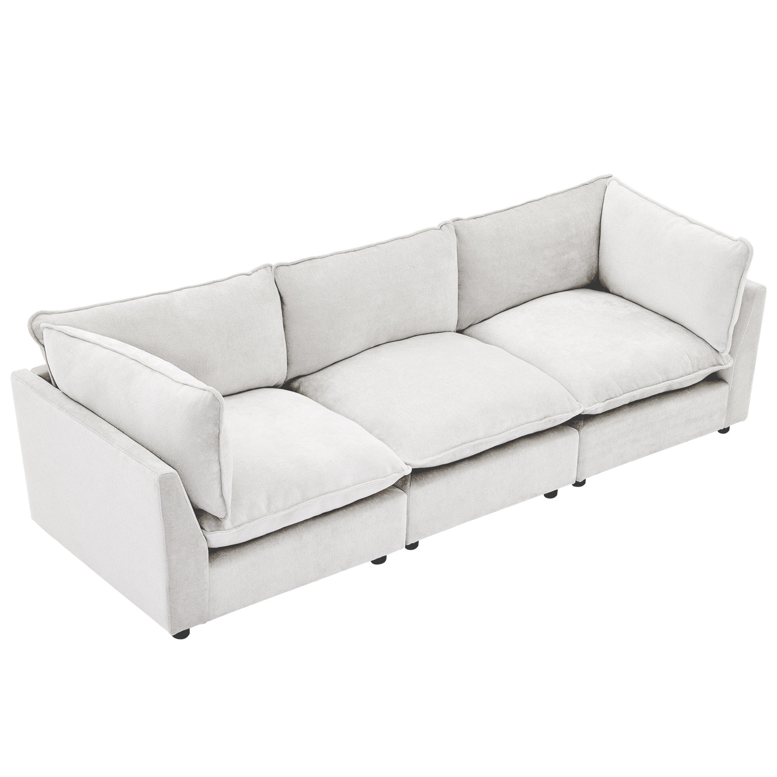 Eagan 106" Modular Sofa, White Chenille