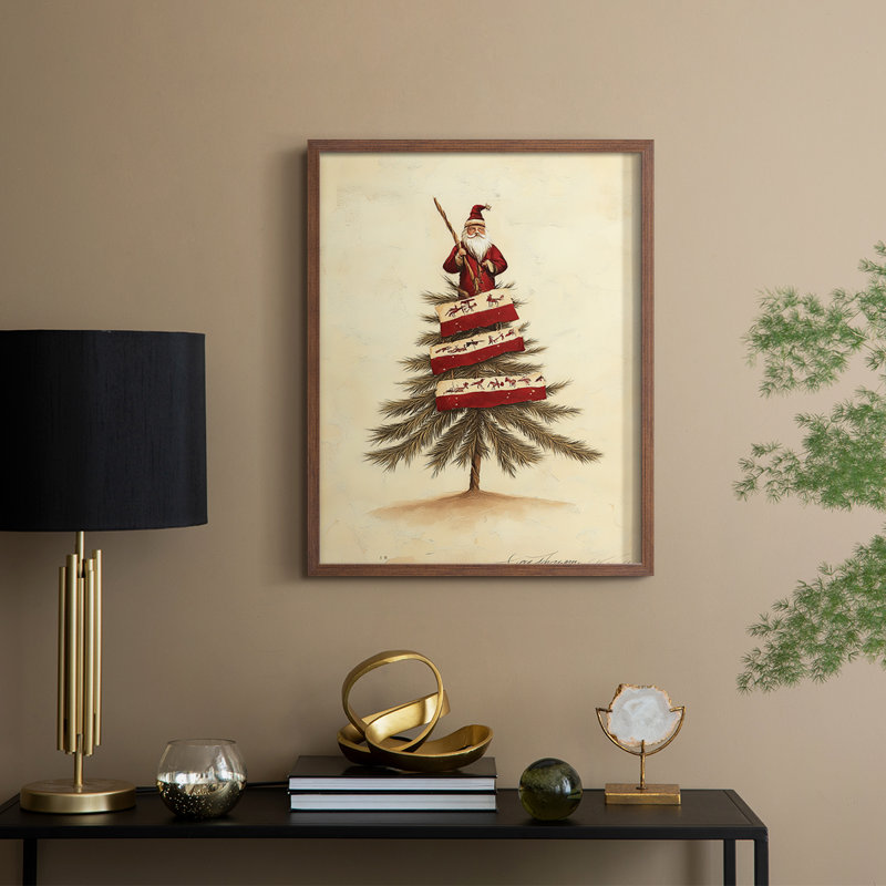 «Christmas Holiday Art CDLXIV», reproduction d'art encadrée - bois massif, Noyer, H 30 po x l 24 po