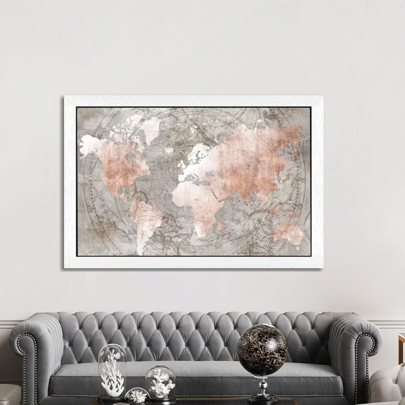 Celestial World Map by Isabelle Z - Print on Canvas, 152.5 cm H x 101.5 cm W, White Framed