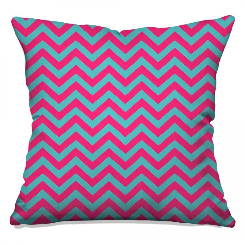 Coussins décoratifs à chevrons roses et bleus, 16 x 16 pouces