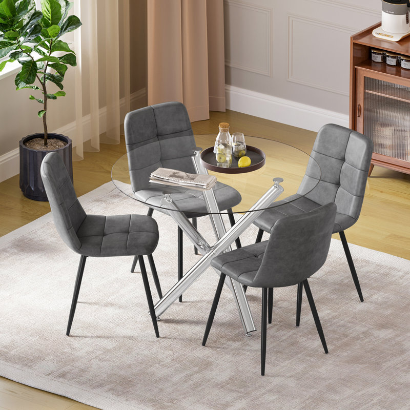 Canvar 4 - Person Dining Set, Grey, Silver