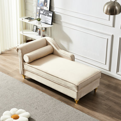 Méridienne avec rangement et velours beige