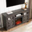 Meuble télé Style avec foyer et découpes pour câbles, gris, l 59,27 po x P 15,12 po, H 31,7 po, pour téléviseurs de 65 po