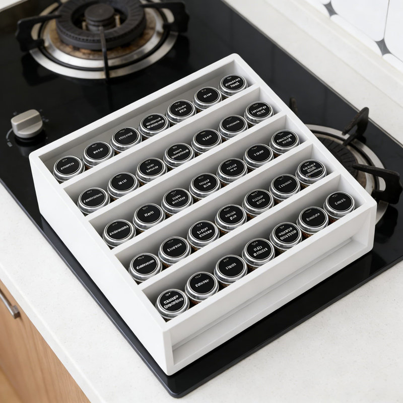 Étagère à épices en bambou à 4 niveaux, armoire autoportante et tablette de comptoir pour garde-manger pouvant contenir jusqu'à 28 pots à épices