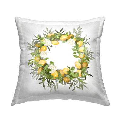 Coussin Country Country avec motif de couronne de roses et roses imprimées par Ziwei Li