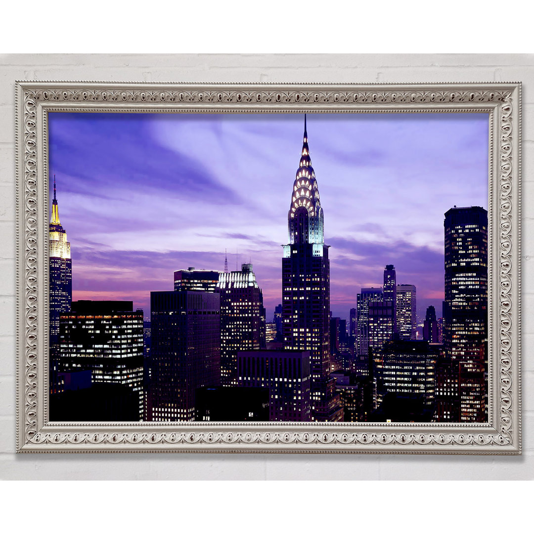 Empire State Building Purple Skys - Einzelne Bilderrahmen Kunstdrucke