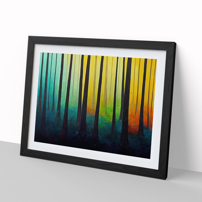 Colourful Forest In Spring Vol.2 - Single Picture Frame Painting, 34cm H x 46cm W x 2cm D, Black Framed