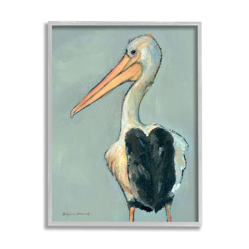 Pélican, faune - peinture, H 30 po x l 24 po x P 1,5 po, Estampe numérique Farmhouse