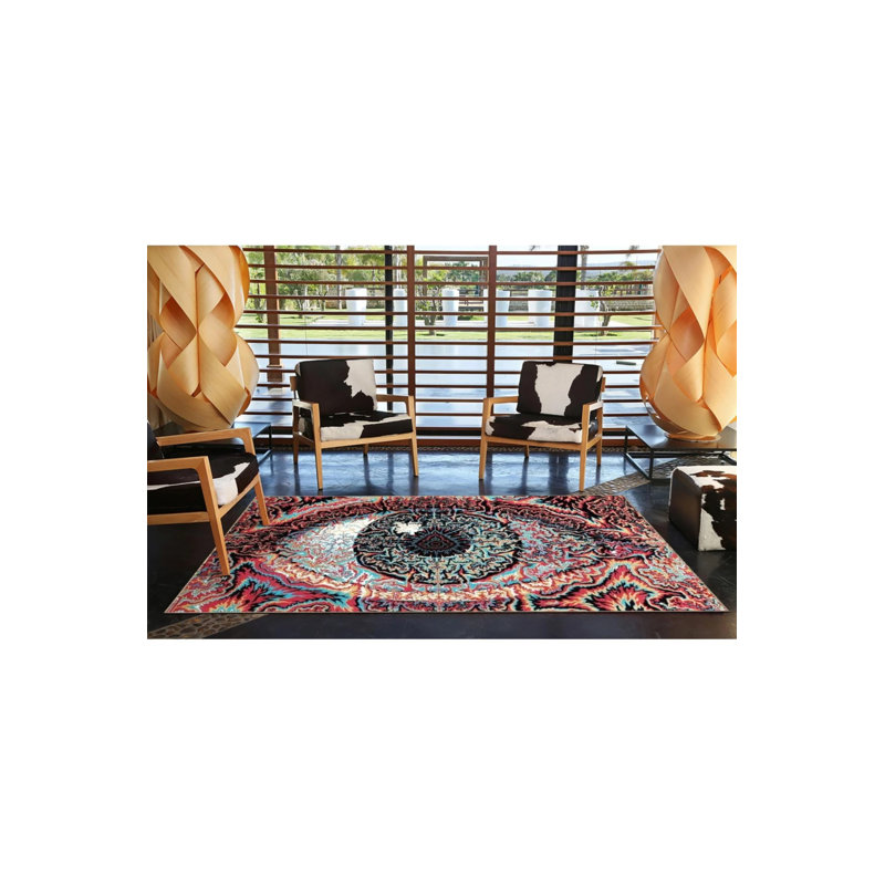 Multicolored Surrealist Design Abstract Eye Patterned Modern Decorative Carpet, Rectangle 3'4" x 5'