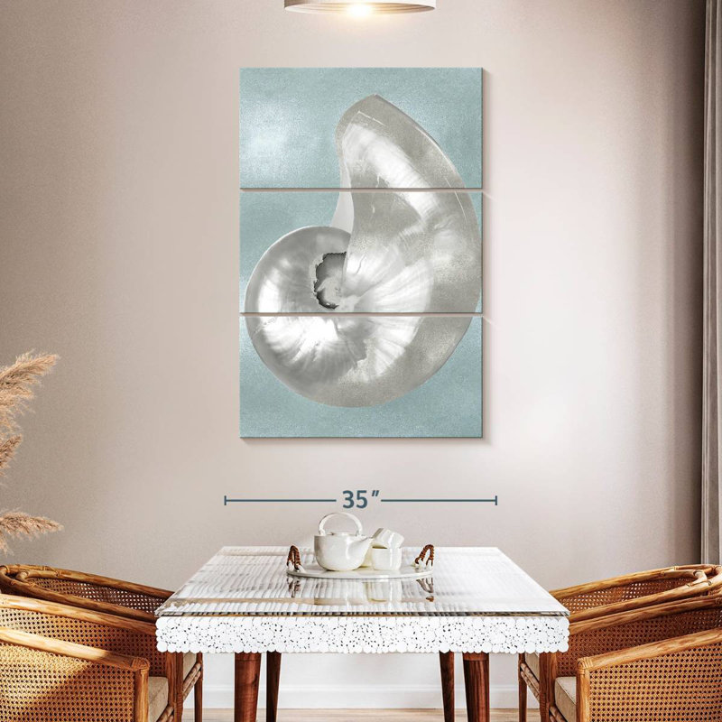 Aletra Silver Shell On Aqua Blue I