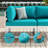 Qui 8 - Person Modern Aluminum Outdoor Sectional Seating Group with Cushions & Coffee Table, Rust-Resistant Patio Conversation Set-880619959-907778626