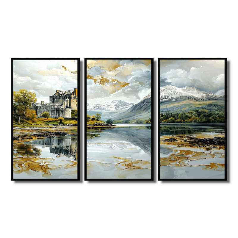 Ensemble de salon Eilean Donan, H 28 po x l 36 po x P 1 po, Toile avec cadre flottant noir