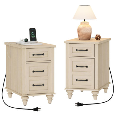 Scarlett 2 - Drawer End Table Set and Built-In Outlets
