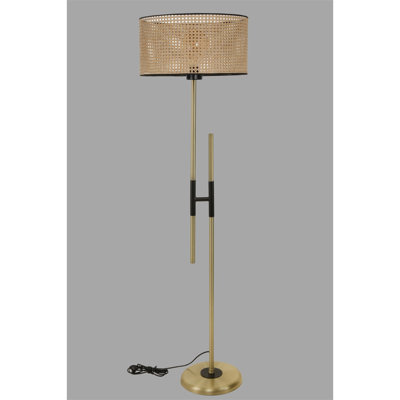 Lampe sur pied moderne, couleur osier, hauteur 64,6 po | Corps en métal avec revêtement chromé, capuchon en tissu, douille E27 (40 W maximum) | Peinture électrostatique séchée au four, design scandinave élégant pour la maison et le bureau