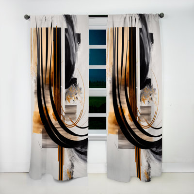 Rideau moderne Art Deco III doré - Velours obscurcissant - 1 panneau