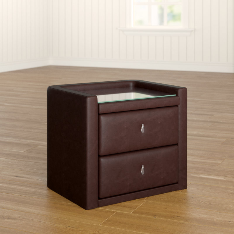 Meilani 56.5cm W Metal Bedside Table, Brown