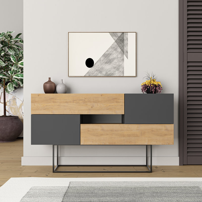 Lubow 145cm Console Table, Grey/Oak