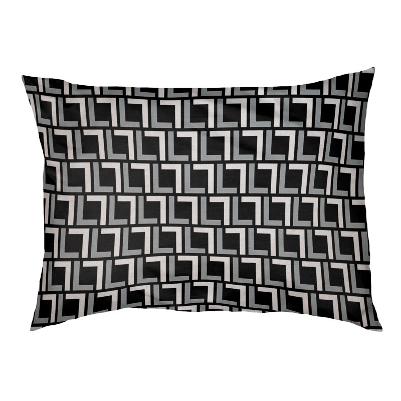 Coussin d'extérieur pour chien Tuileries, Très grand (l 40 po x P 50 po x H 6 po), Noir/argent/blanc