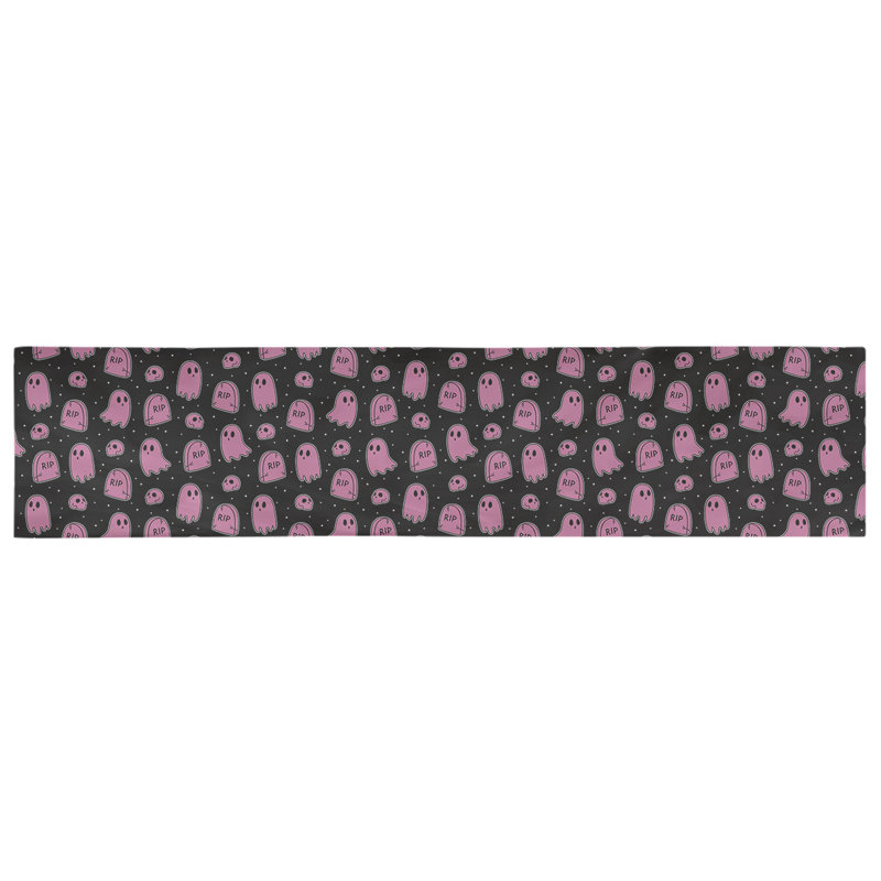 Avicia Ghost Table Runner, 73.5" x 17.5", Polyester, Black/Pink