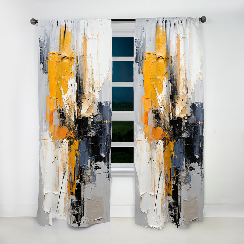 Varvara - Collages Curtain - Room Darkening Abstract Curtain - 1 Panels, 52" W x 63" L