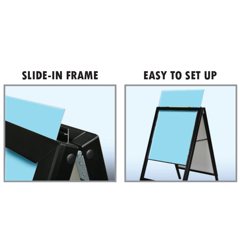Black Metal A-Frame Double-Sided Sidewalk Stand 22"W x 28"H