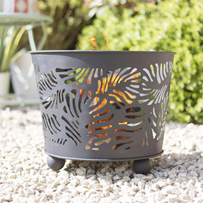 Portable Fire Basket Log Burner Fire Pit Outdoor Charcoal Firewood Metal Black