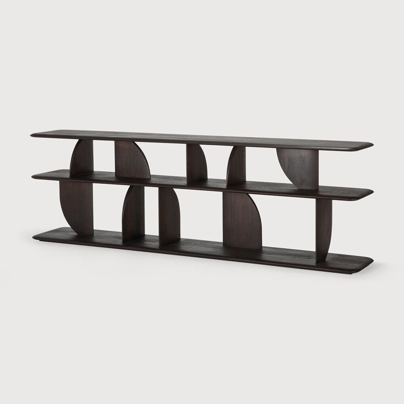 Geometric 82.5'' W Solid Wood Console Table, Dark Brown