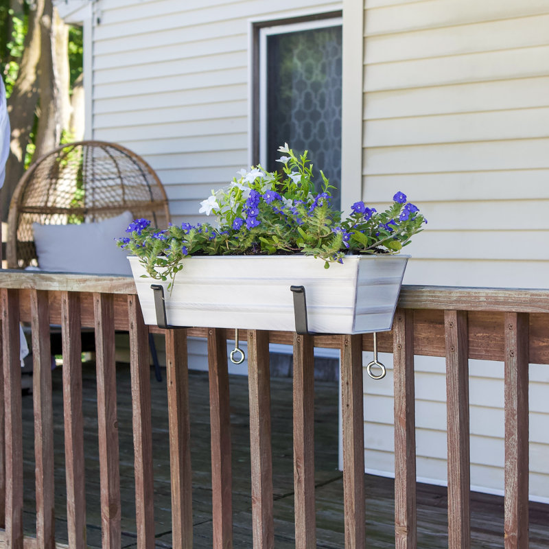 Boîte à fleurs en métal pour fenêtre, H 8 po x l 22 po x P 8 po, Cape Cod - blanc