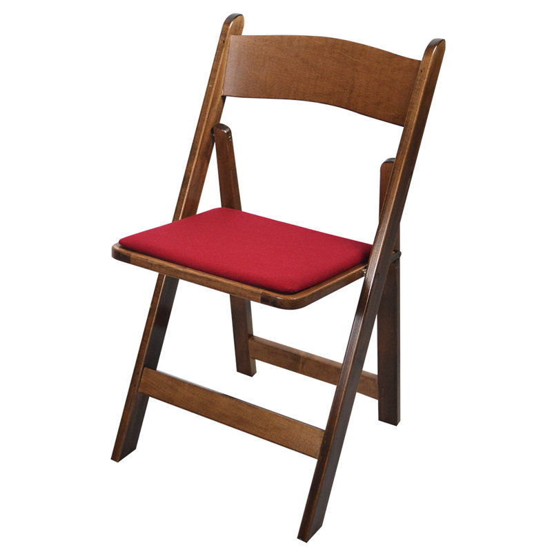 Maple Folding Chair, .5", Fruitwood/Walnut, Red Felt