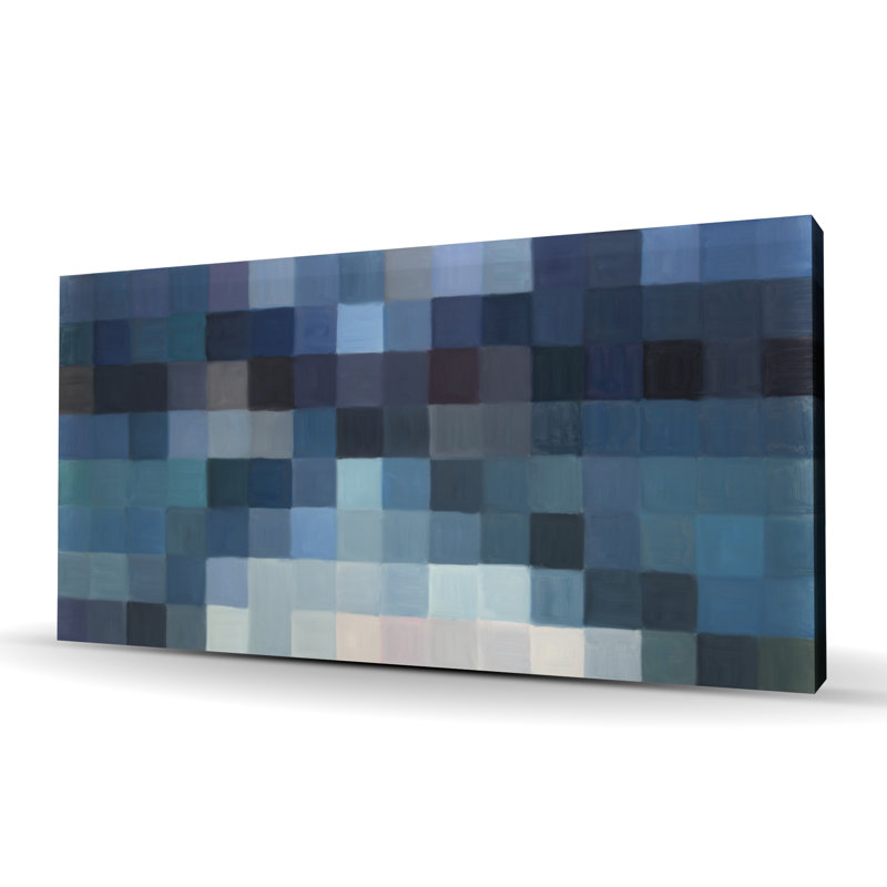 Pixelated Mountainous Landscape - Art abstrait moderne sur toile, H 48 po x l 24 po