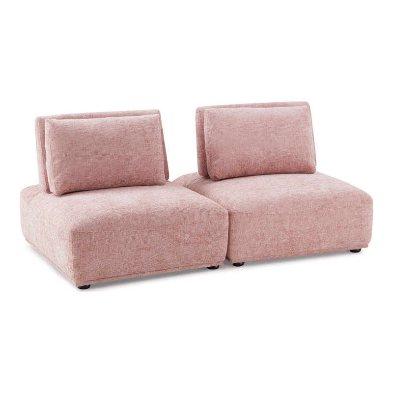 Canapé modulaire 2 pièces Aukeem, Polyester rose
