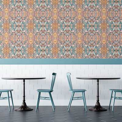 Mosaic Geometric Wood Peel & Stick Wallpaper N010193