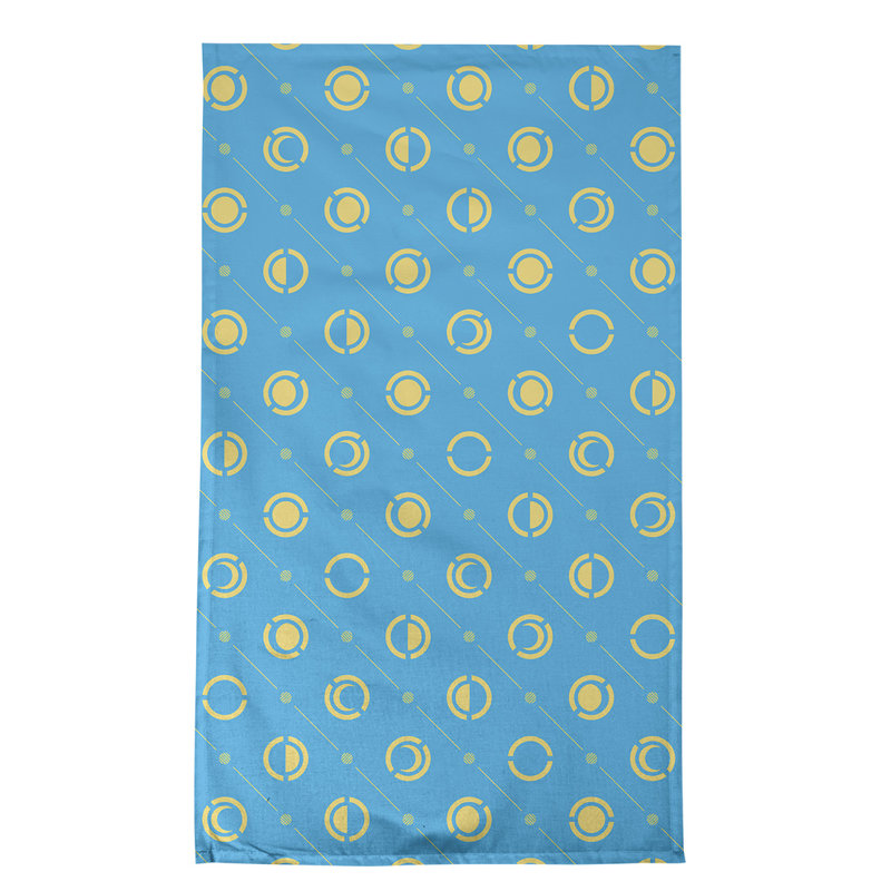 Torchon Moon phases, Bleu glacial / jaune, Croisé en coton