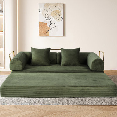 Canapé-lit 2 en 1 avec arrangement modulaire, 75 po en fausse fourrure de mousse à mémoire de forme, 3 sièges pour espaces compacts, 21 revêtement en microfibre à haute densité, espace de vie