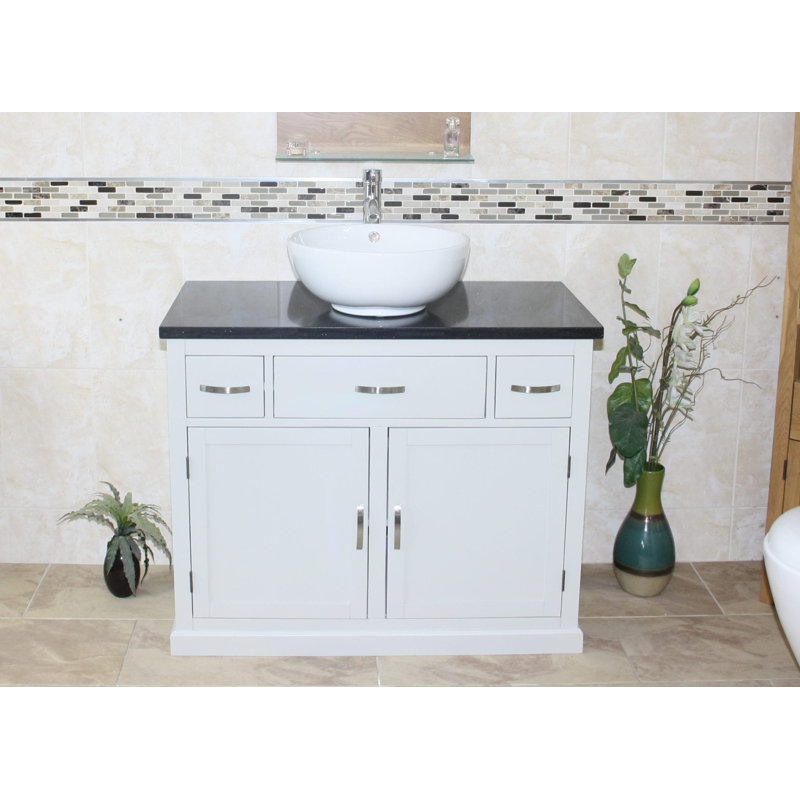 Robinett 1000mm Single Bathroom Vanity with Basin, Black Quartz, Grey