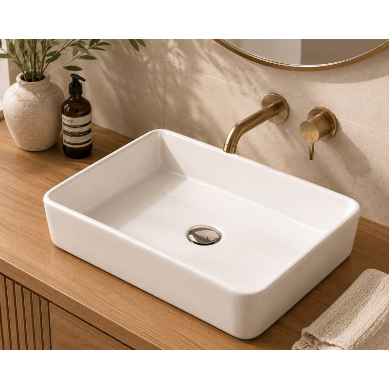 Lavabo de salle de bain vasque rectangulaire en céramique 23,63 "x 14,96" DeerValley