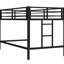 Lit mezzanine simple en métal noir avec garde-corps, pour faciliter la montée et la descente, permettant de ranger des objets personnels facilement